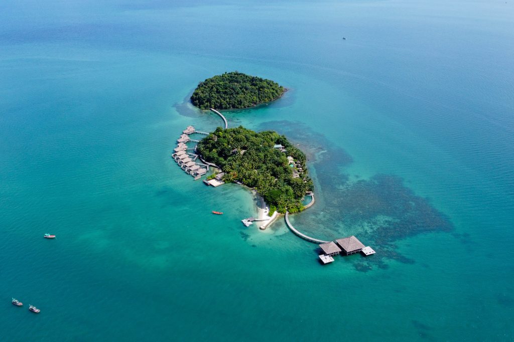Aerial view of Breathtaking Song Saa Private Island Wedding in Cambodia