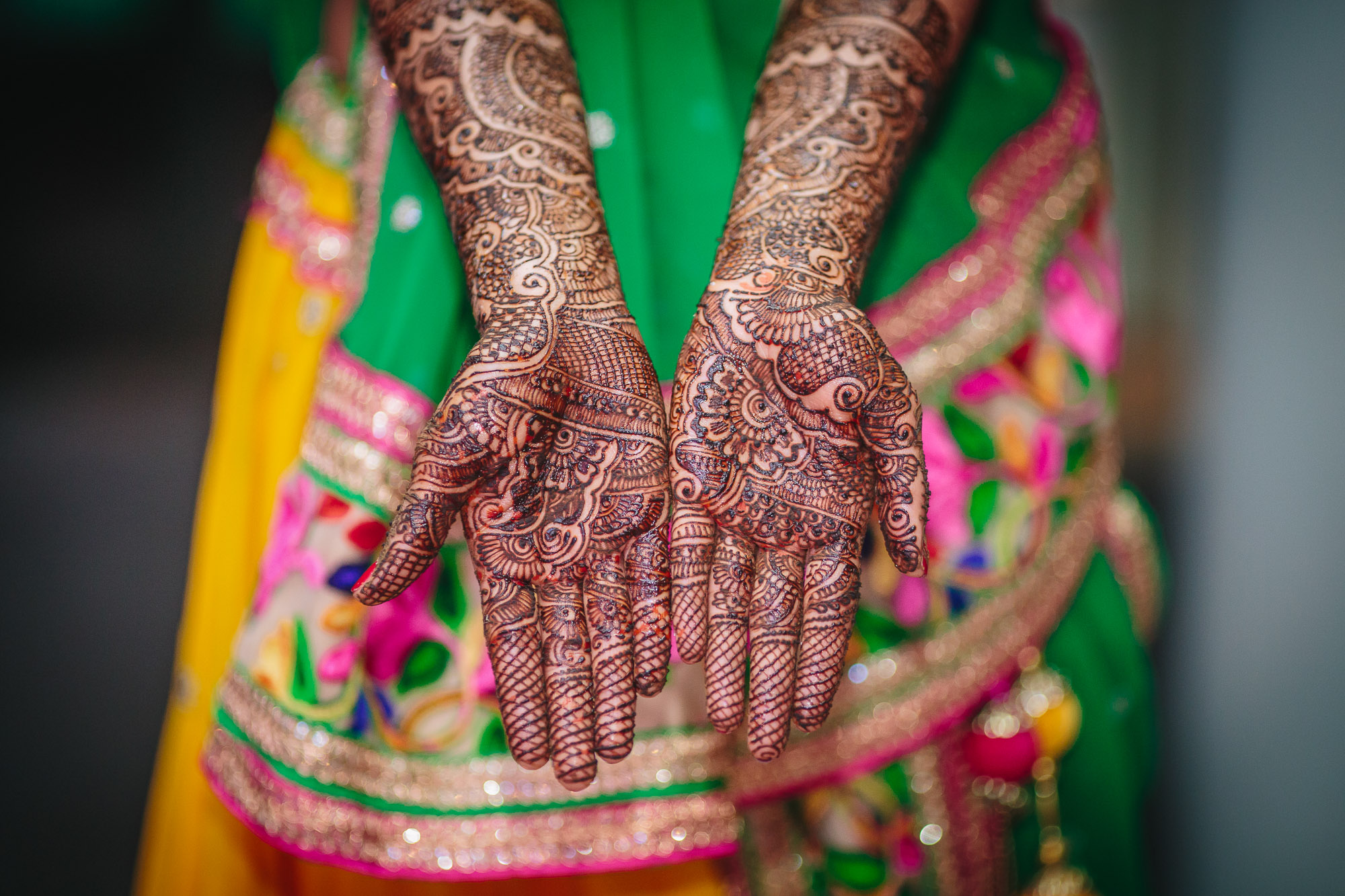 bride with henna mendhi party hindu wedding