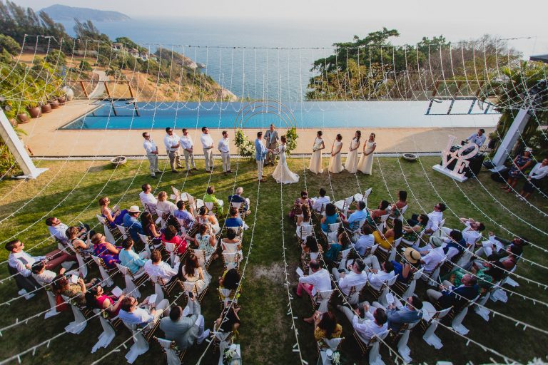 overview of the wedding ceremony at villa aye phuket wedding in thailand